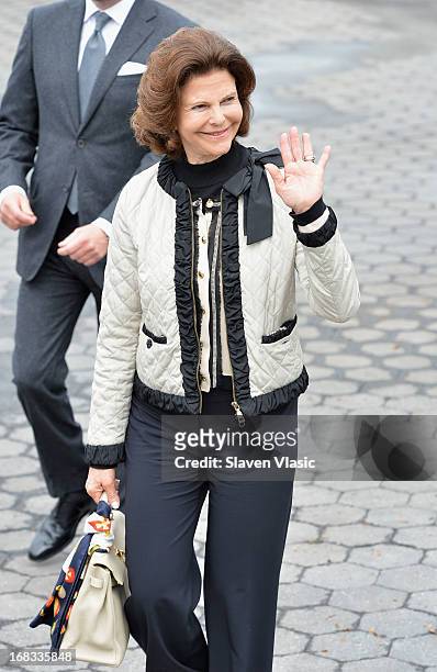 Queen Silvia of Sweden visits The Castle Clinton National Monument at Battery Park on May 8, 2013 in New York City.