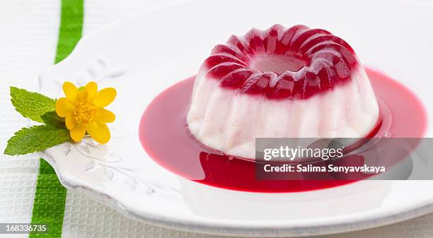 delicious panna cotta dessert - gelatin dessert stockfoto's en -beelden