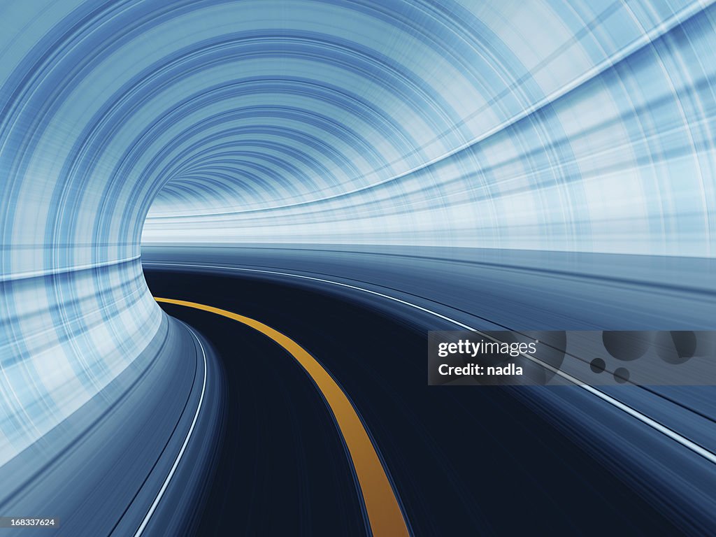 Abstract velocidad de movimiento en la autopista túnel