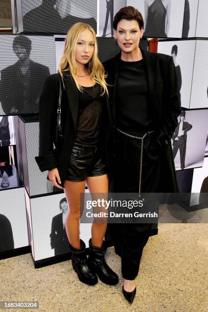 Lila Moss and Linda Evangelista attend the Steven Meisel New York X Zara Collection Launch At Dover Street Market London on September 15, 2023 in...