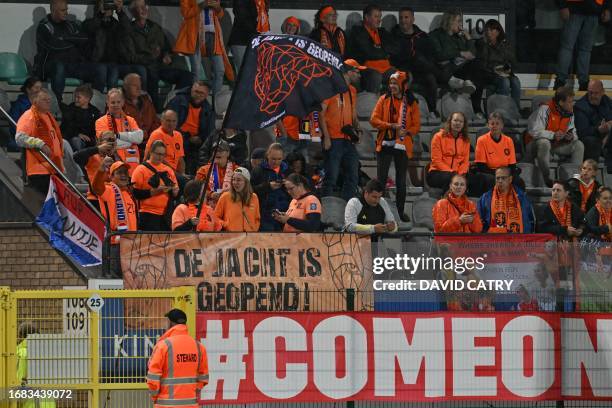 Fans and supporters of the Netherlands pictured during a match between Belgium's national women's team the Red Flames and The Netherlands, game 1/6...