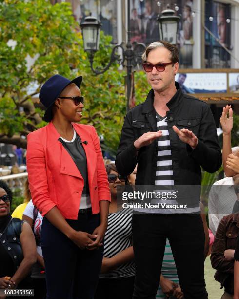 Noelle Scaggs and Michael Fitzpatrick of Fitz and The Tantrums visit "Extra" at The Grove on May 8, 2013 in Los Angeles, California.