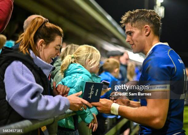 Meath , Ireland - 22 September 2023; Aitzol King of Leinster signs autograph for supporters after the pre season friendly match between Leinster and...