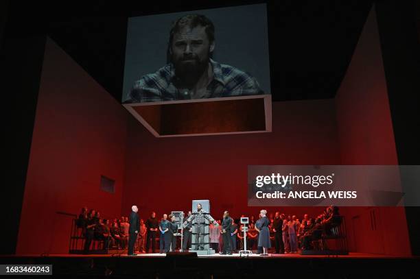 Opera singers Joyce DiDonato and Ryan McKinny perform during the dress rehearsal of "Dead Man Walking" at the Metropolitan Opera in New York on...