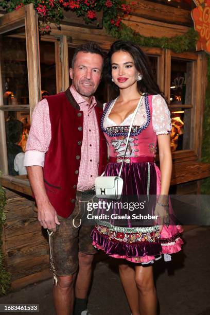 Soccer World Champion Lothar Matthäus and Anastasia Matthäus during the 188th Oktoberfest at Käferzelt on September 22, 2023 in Munich, Germany.