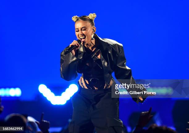 Agnez Mo performs onstage at the 2023 iHeartRadio Music Festival at the T-Mobile Arena on September 22, 2023 in Las Vegas, Nevada.
