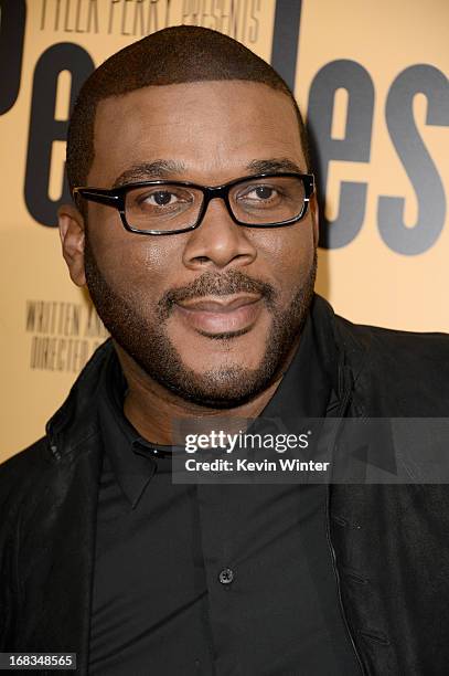 Producer Tyler Perry arrives at the premiere of "Peeples" presented by Lionsgate Film and Tyler Perry at ArcLight Hollywood on May 8, 2013 in...