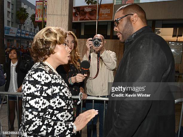 Actress Diahann Carroll and producer Tyler Perry arrive at the premiere of "Peeples" presented by Lionsgate Film and Tyler Perry at ArcLight...