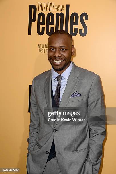 Malcolm Barrett arrives at the premiere of "Peeples" presented by Lionsgate Film and Tyler Perry at ArcLight Hollywood on May 8, 2013 in Hollywood,...