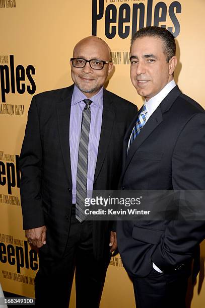 Producers Paul Hall and Ozzie Areu arrive at the premiere of "Peeples" presented by Lionsgate Film and Tyler Perry at ArcLight Hollywood on May 8,...