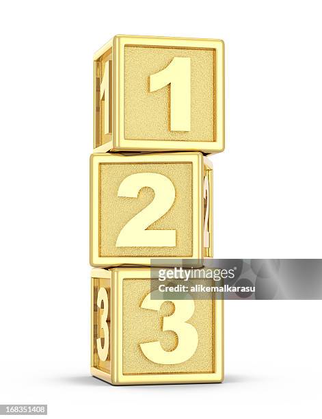 golden play blocks - gold number 2 stock pictures, royalty-free photos & images