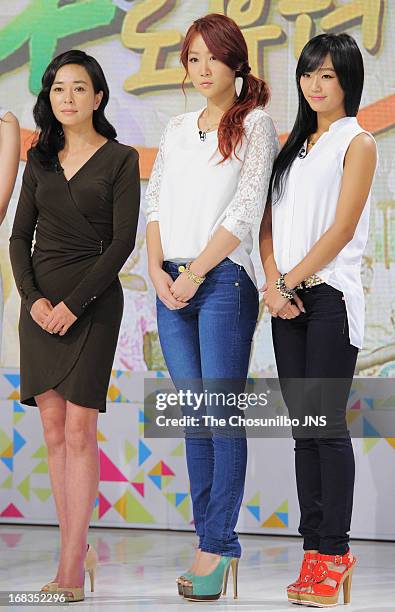 Cho Min-Soo, So-You and Hyo-Lyn attend the '2013 Hope TV SBS' Press Conference at SBS Prism Tower on May 8, 2013 in Seoul, South Korea.