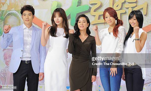 Kim Kang-Woo, Kim A-Joong, Cho Min-Soo, So-You and Hyo-Lyn attend the '2013 Hope TV SBS' Press Conference at SBS Prism Tower on May 8, 2013 in Seoul,...