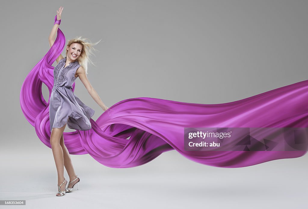 Beautiful woman with pink color scarf