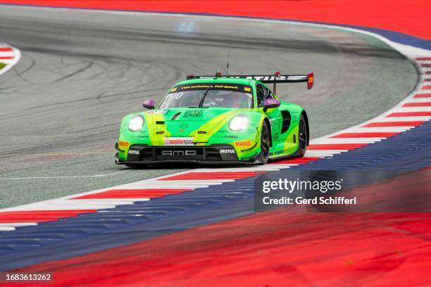 Dennis Olsen from Norway in his Porsche 911 GT3 R by Manthey EMA during the DTM training session at Red Bull Ring on September 23, 2023 in Spielberg,...