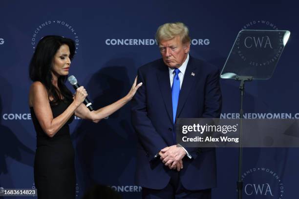And President of Concerned Women for America Penny Nance says a prayer for former U.S. President Donald Trump after he addressed the Concerned Women...