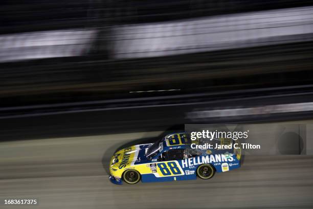 Dale Earnhardt Jr., driver of the Hellmann's Chevrolet, drives during the NASCAR Xfinity Series Food City 300 at Bristol Motor Speedway on September...