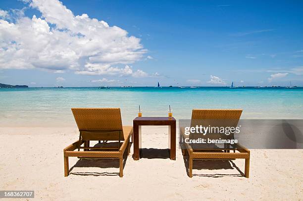 beach chairs on white sand - cozumel mexico stock pictures, royalty-free photos & images