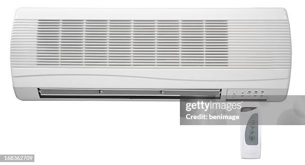 remote control and air conditioner - remote control on white stock pictures, royalty-free photos & images