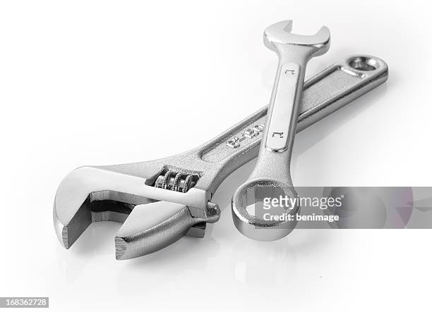 tools - schraubenschlüssel stock-fotos und bilder