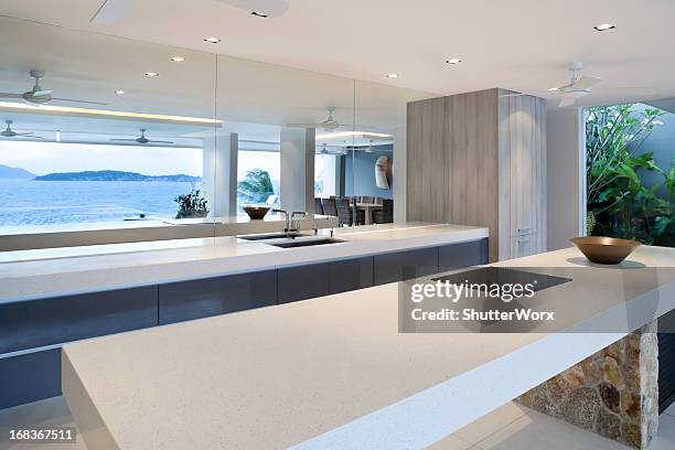 modern home kitchen - white kitchen stock pictures, royalty-free photos & images