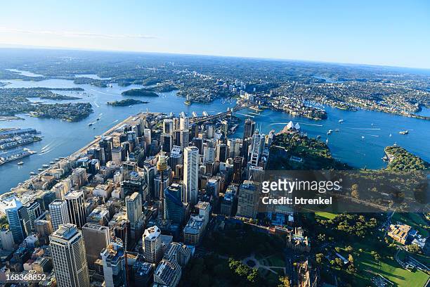 aerial view of downtown sydney, australia - sydney financial district stock pictures, royalty-free photos & images