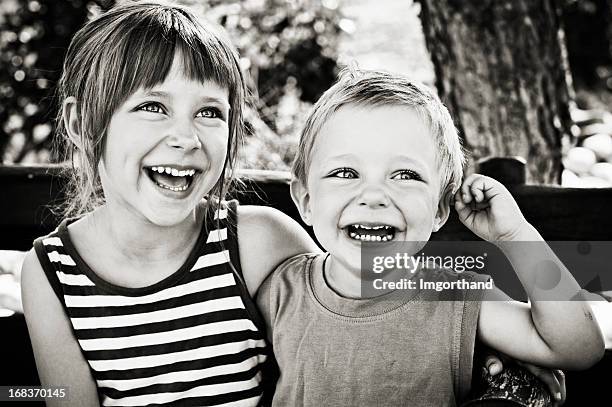 brother and sister - brother toddler sister stockfoto's en -beelden