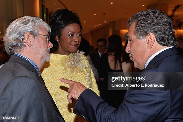 Producer George Lucas, Mellody Hobson and 20th Century Fox Filmed Entertainment Chairman & CEO Jim Gianopulos attend the Anti-Defamation League's...