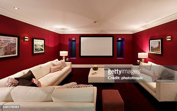 fabulous cinema room - basement stock pictures, royalty-free photos & images