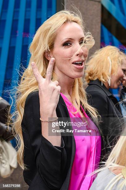 Personality Lulu Johnson leaves the Sirius XM studios on May 8, 2013 in New York City.