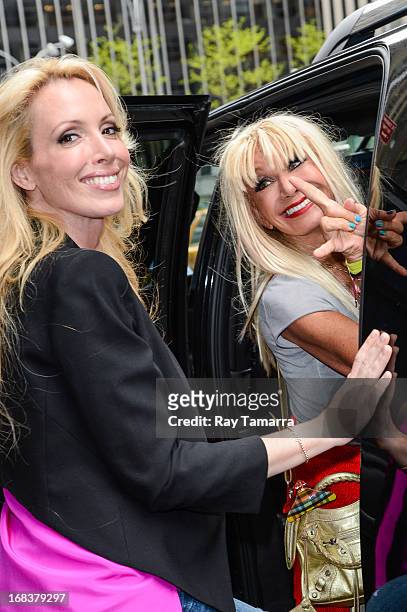 Personalities Lulu Johnson and Betsey Johnson leave the Sirius XM studios on May 8, 2013 in New York City.