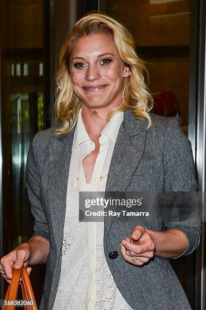 Actress Katee Sackhoff leaves the Sirius XM studios on May 8, 2013 in New York City.
