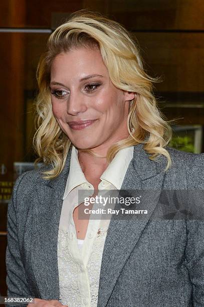 Actress Katee Sackhoff leaves the Sirius XM studios on May 8, 2013 in New York City.