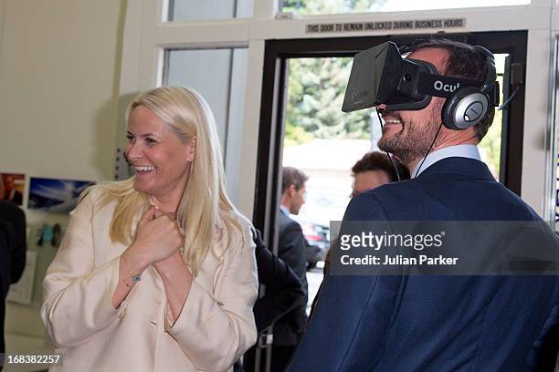 Crown Prince Haakon of Norway and Crown Princess Mette-Marit of Norway visit Innovation House, and view innovative technology products, during day...