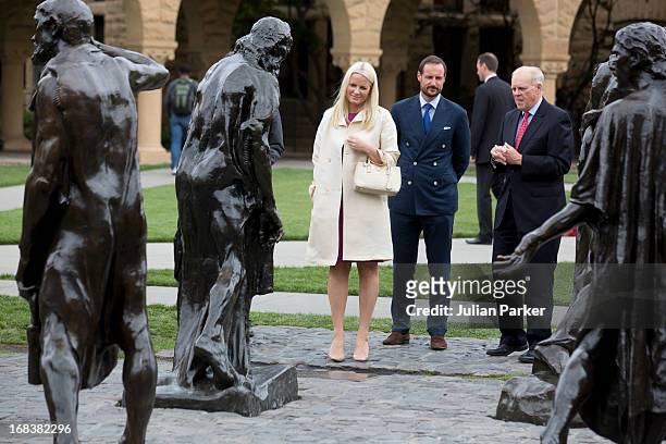 Crown Prince Haakon of Norway and Crown Princess Mette-Marit of Norway visit Stanford University, greeted by the University's President John...