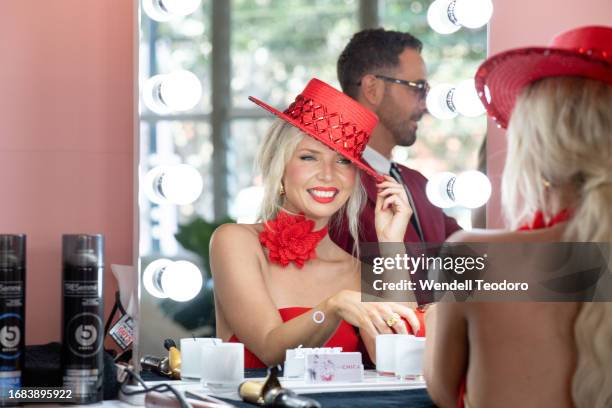 Stacey Hemera Roberts attends the Sydney Surf to Turf Day at Royal Randwick Racecourse on September 16, 2023 in Sydney, Australia.