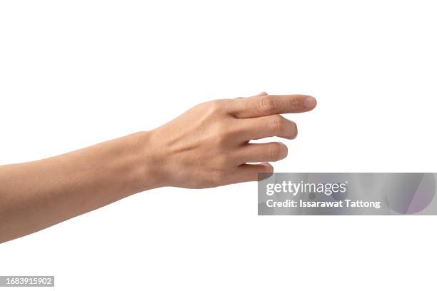 hand pick some like object isolated on a white background, with clipping path, manicured hand, concept the selection, pick up things - mãos imagens e fotografias de stock