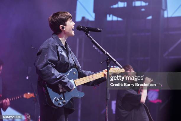 Sara Quin of Tegan and Sara at Riot Fest at Douglass Park on September 15, 2023 in Chicago, Illinois.