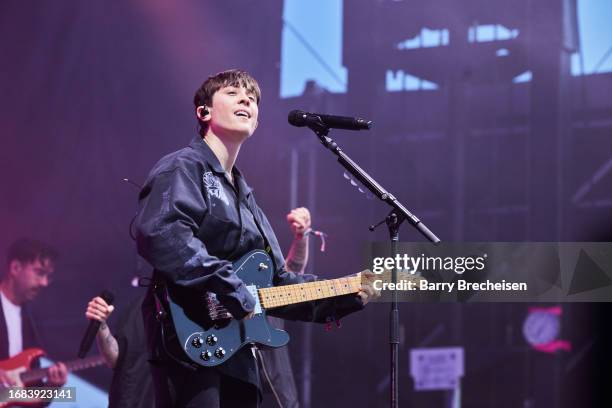 Sara Quin of Tegan and Sara at Riot Fest at Douglass Park on September 15, 2023 in Chicago, Illinois.