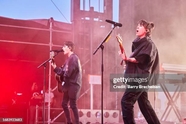 Tegan and Sara perform at Riot Fest at Douglass Park on September 15, 2023 in Chicago, Illinois.