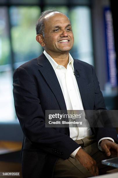 Shantanu Narayen, president and chief executive officer of Adobe Systems Inc., speaks during a Bloomberg West television interview in San Francisco,...