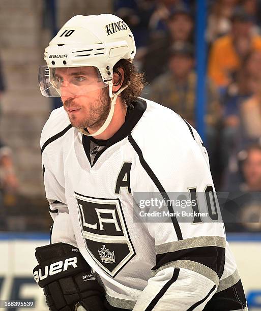 Mike Richards of the Los Angeles Kings skates against the St. Louis Blues in Game Five of the Western Conference Quarterfinals during the 2013 NHL...