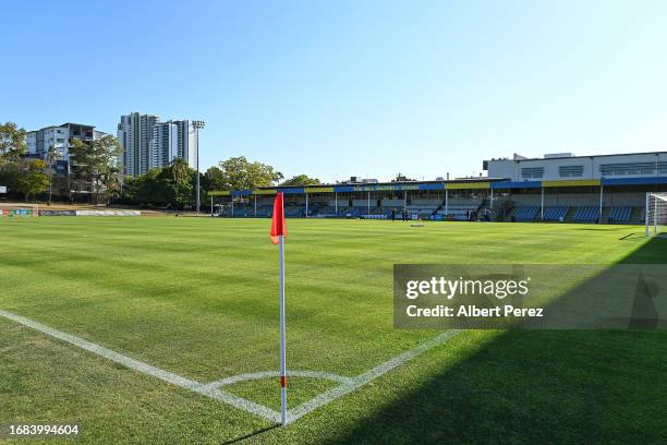 General view is seen ahead of the Australia Cup 2023 Quarter Final match between Brisbane Roar and Western Sydney Wanderers at Perry Park, on...