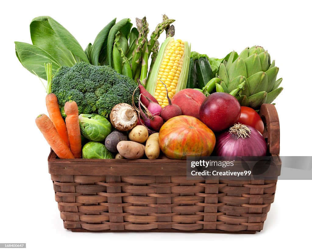 Cesta de frutas e legumes