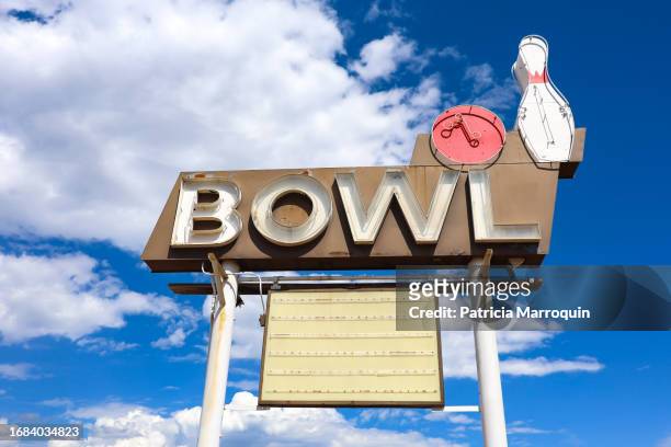 bowling alley sign - retro bowling alley stock pictures, royalty-free photos & images