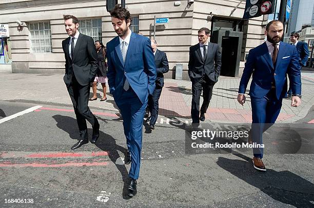 Rudy Fernandez, #5 of Real Madrid and Juan Carlos Navarro, #11 of FC Barcelona Regal during the Participants Photo Session as part of Turkish...