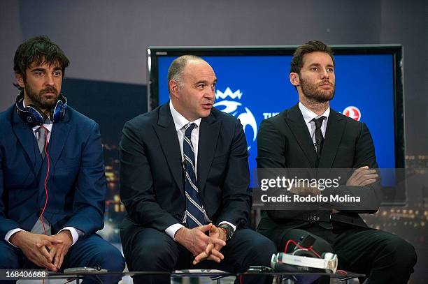 Pablo Laso, Head Coach of Real Madrid talking during the Turkish Airlines EuroLeague Final Four Presentation Press Conference at London City Hall on...