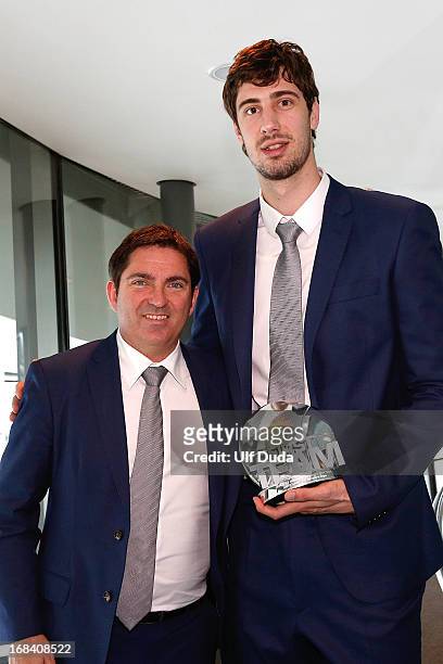 Xavier Pascual, Head Coach and Ante Tomic, #44 of FC Barcelona Regal after the Turkish Airlines EuroLeague Final Four Presentation Press Conference...