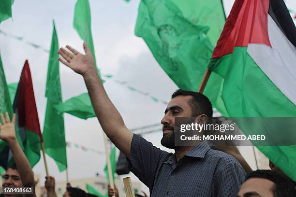 Supporter of the Palestinian Islamic group Hamas attends a festival of the International Association of Muslim Scholars head by Muslim cleric Yusuf...