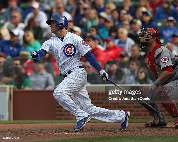 Scott Hairston of the Chicago Cubs of the Cincinnati Reds at Wrigley Field on May 5, 2013 in Chicago, Illinois. The Reds defeated the Cubs 7-4.